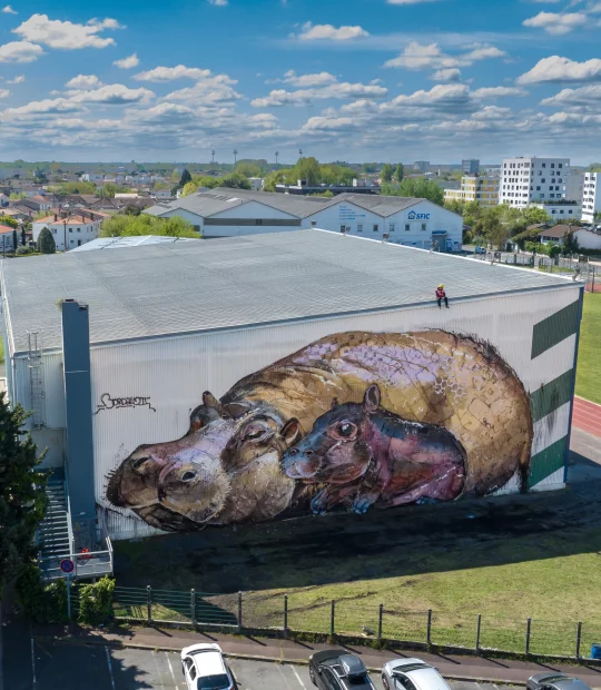 Conviés par Nadau Architecture, Milmurs a eu le privilège de produire la première édition du festival international d'art mural de la ville de Bègles.
