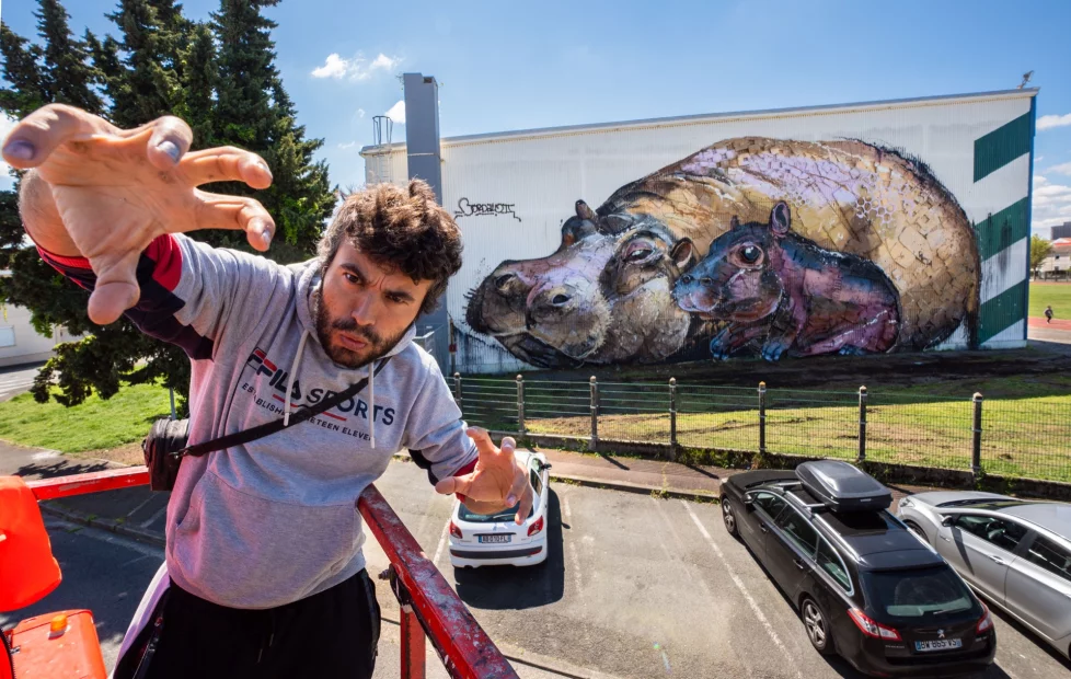Conviés par Nadau Architecture, Milmurs a eu le privilège de produire la première édition du festival international d'art mural de la ville de Bègles.